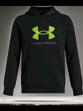 Under Armour Black Crewneck Hoodie with Neon Green Logo